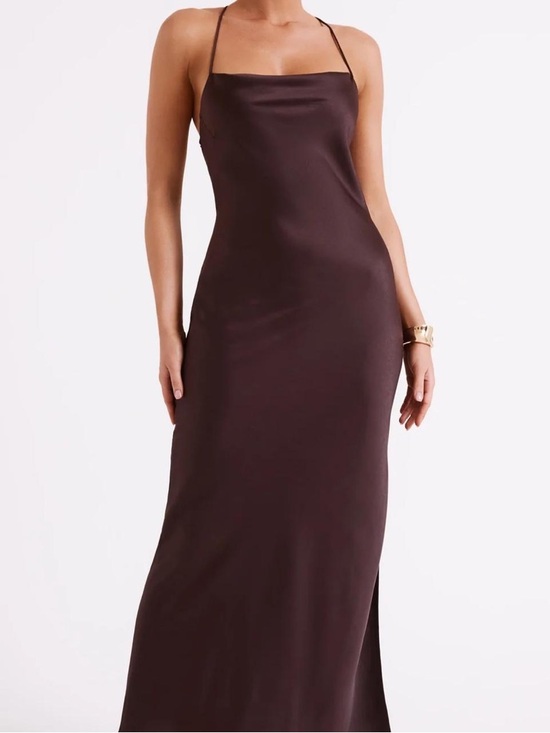 Meshki Dresses & Skirts - Meshki Chocolate Brown Satin Slip Maxi Dress